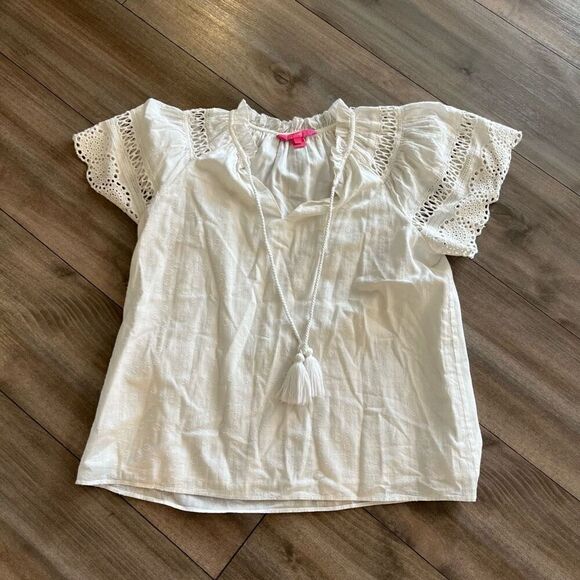 Lilly Pulitzer White Casual‎ Blouse Women Small Bin H-34 - Picture 1 of 7